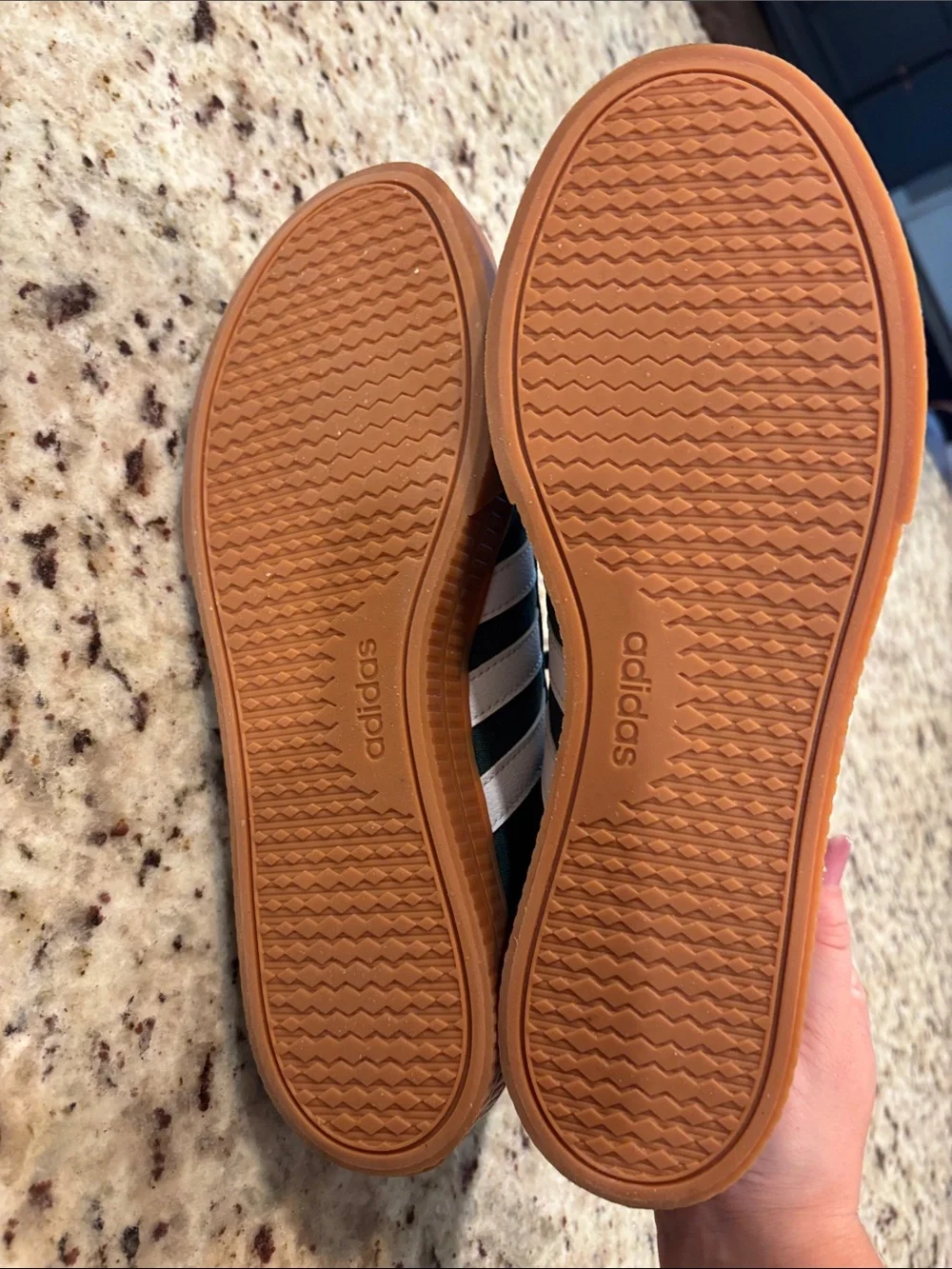 adidas Green Low-Top Sneakers with White Three-Stripes and Gum Sole